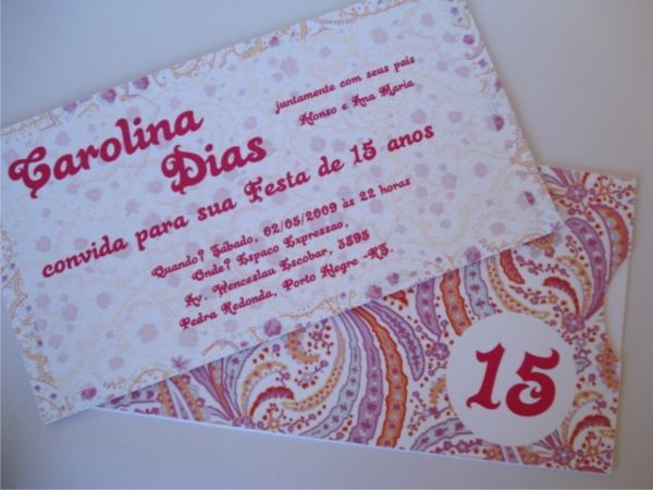 Convites de debutantes personalizados